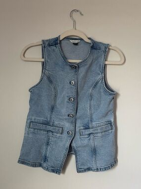 American Eagle Outfitters Light Blue Denim Vest